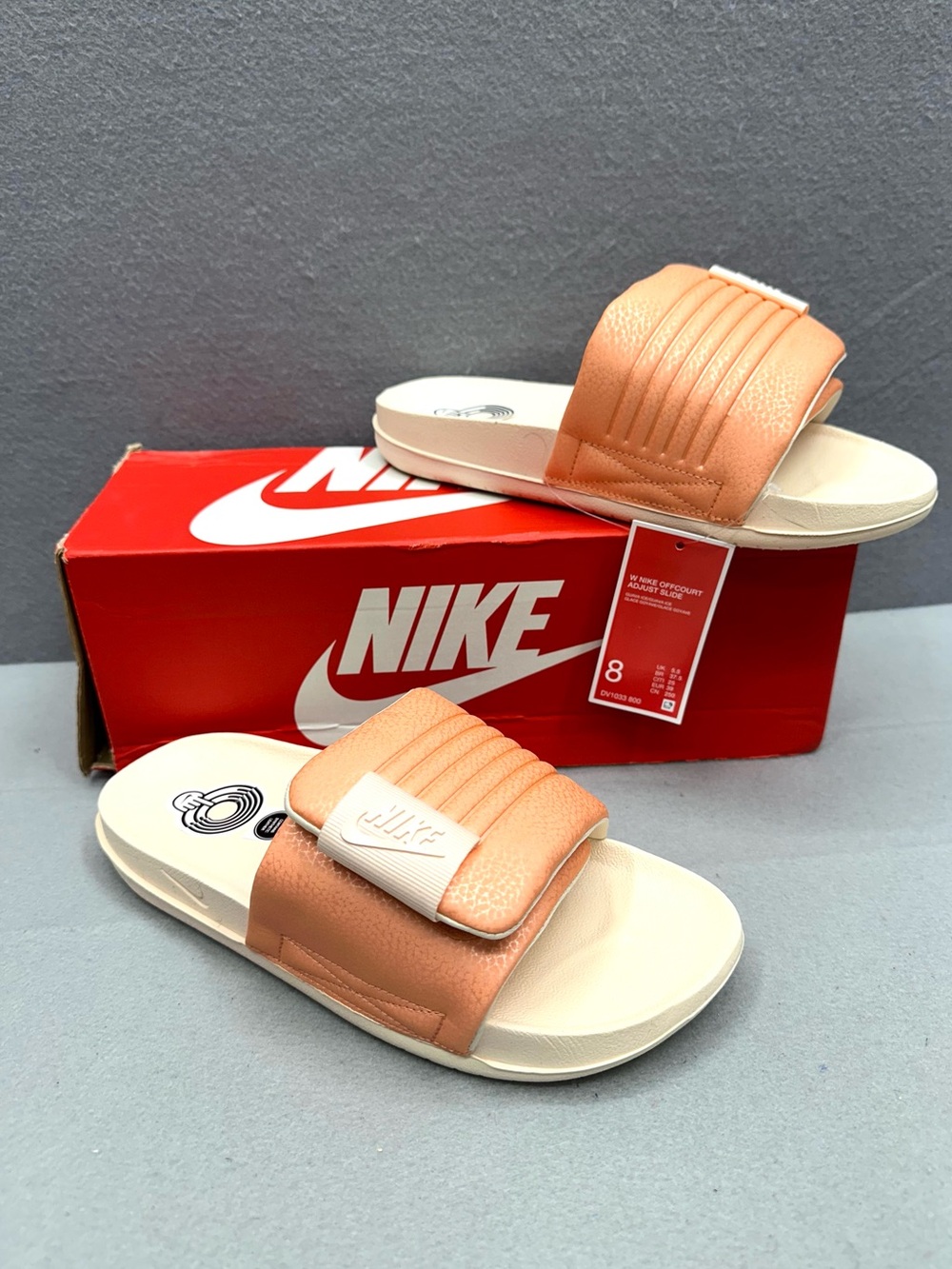 Nike Offcourt Women's Adjustable Slides Sandals Size 8 Guava Ice DV1033-800